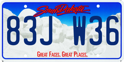 SD license plate 83JW36