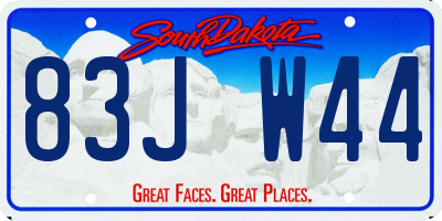 SD license plate 83JW44