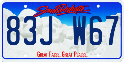 SD license plate 83JW67