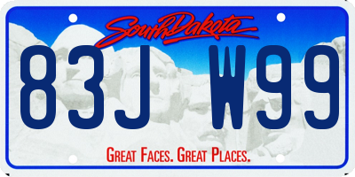 SD license plate 83JW99