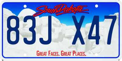 SD license plate 83JX47