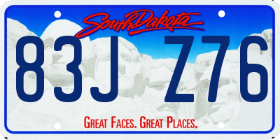 SD license plate 83JZ76