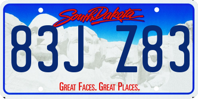 SD license plate 83JZ83