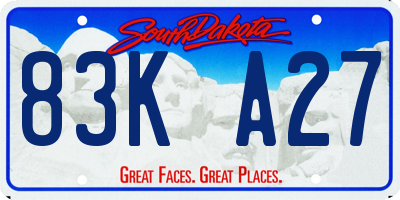 SD license plate 83KA27
