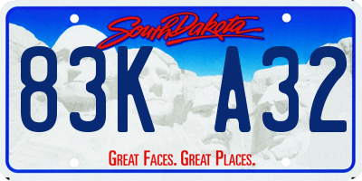 SD license plate 83KA32