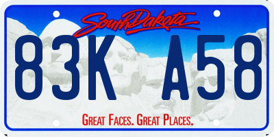 SD license plate 83KA58