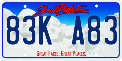 SD license plate 83KA83