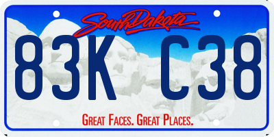 SD license plate 83KC38