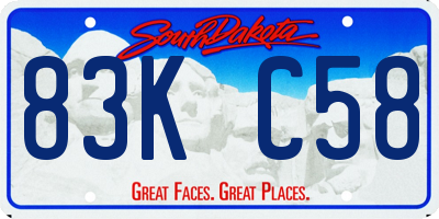 SD license plate 83KC58