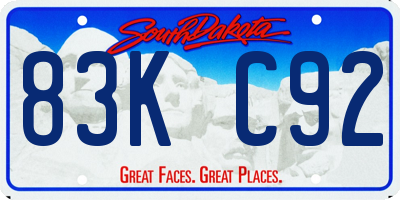 SD license plate 83KC92