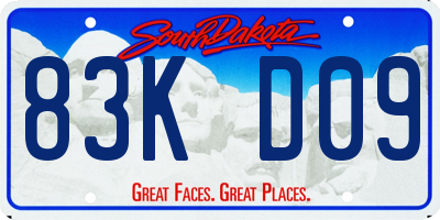 SD license plate 83KD09