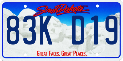 SD license plate 83KD19