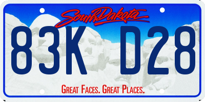 SD license plate 83KD28