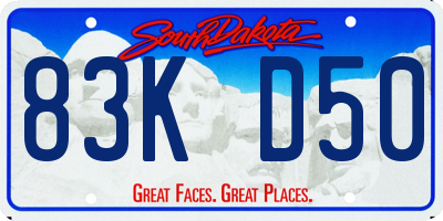 SD license plate 83KD50