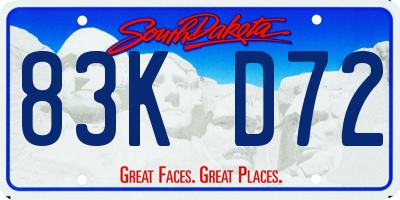 SD license plate 83KD72