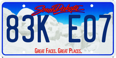 SD license plate 83KE07