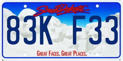 SD license plate 83KF33