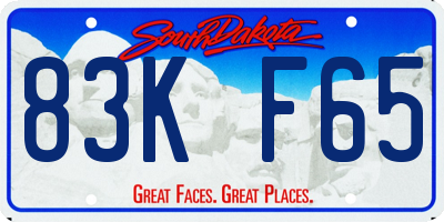 SD license plate 83KF65