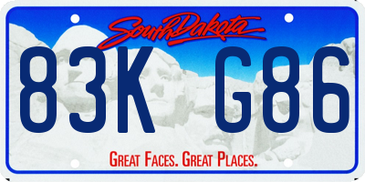 SD license plate 83KG86