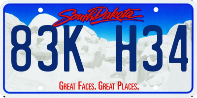 SD license plate 83KH34