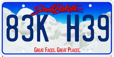 SD license plate 83KH39