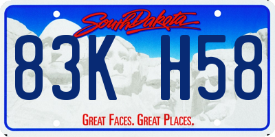 SD license plate 83KH58