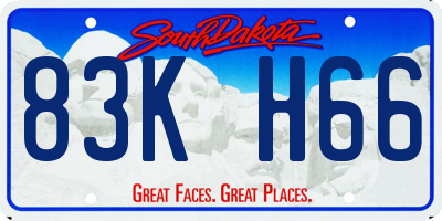SD license plate 83KH66