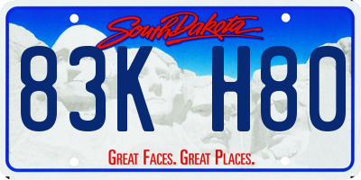 SD license plate 83KH80