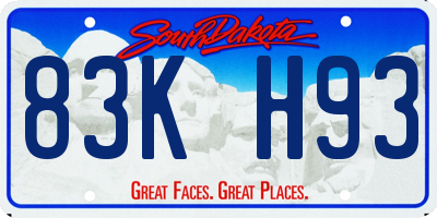 SD license plate 83KH93