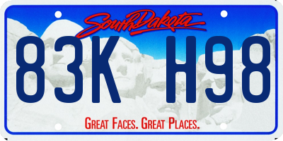 SD license plate 83KH98