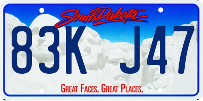 SD license plate 83KJ47