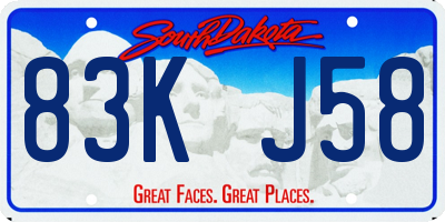 SD license plate 83KJ58