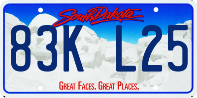 SD license plate 83KL25