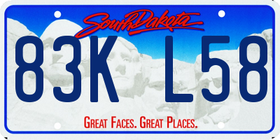 SD license plate 83KL58
