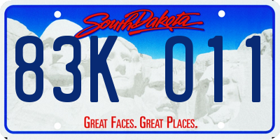 SD license plate 83KO11