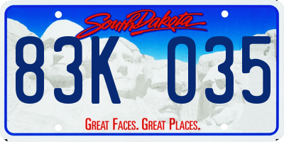 SD license plate 83KO35