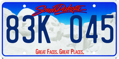 SD license plate 83KO45