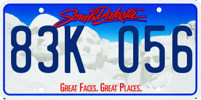 SD license plate 83KO56