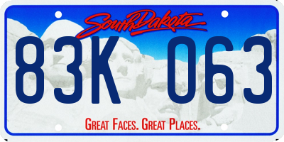 SD license plate 83KO63