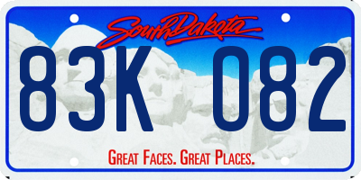 SD license plate 83KO82