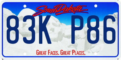 SD license plate 83KP86