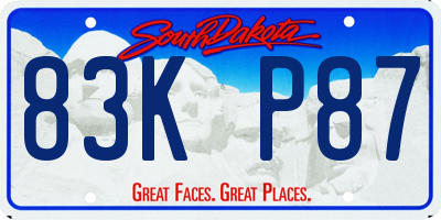 SD license plate 83KP87