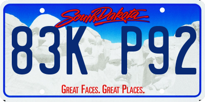 SD license plate 83KP92