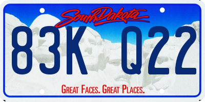SD license plate 83KQ22