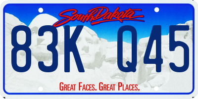 SD license plate 83KQ45