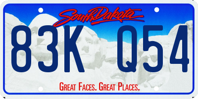 SD license plate 83KQ54