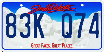 SD license plate 83KQ74