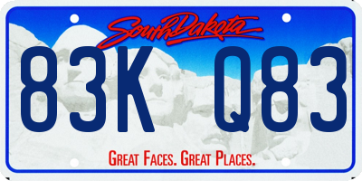 SD license plate 83KQ83