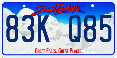 SD license plate 83KQ85