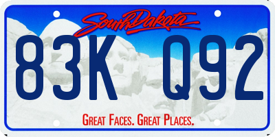 SD license plate 83KQ92